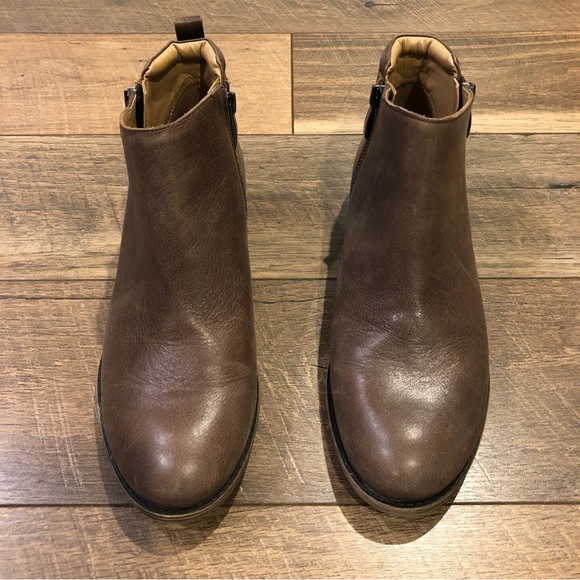 Franco Sarto Brown Leather Zipper Booties - Picture 2 of 6